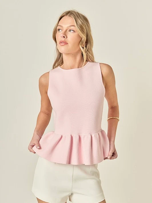 Peplum Sleeveless Knit Top