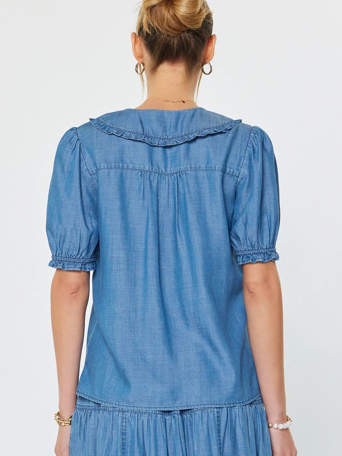 Peter Pan Collar Chambray Top - Image 3