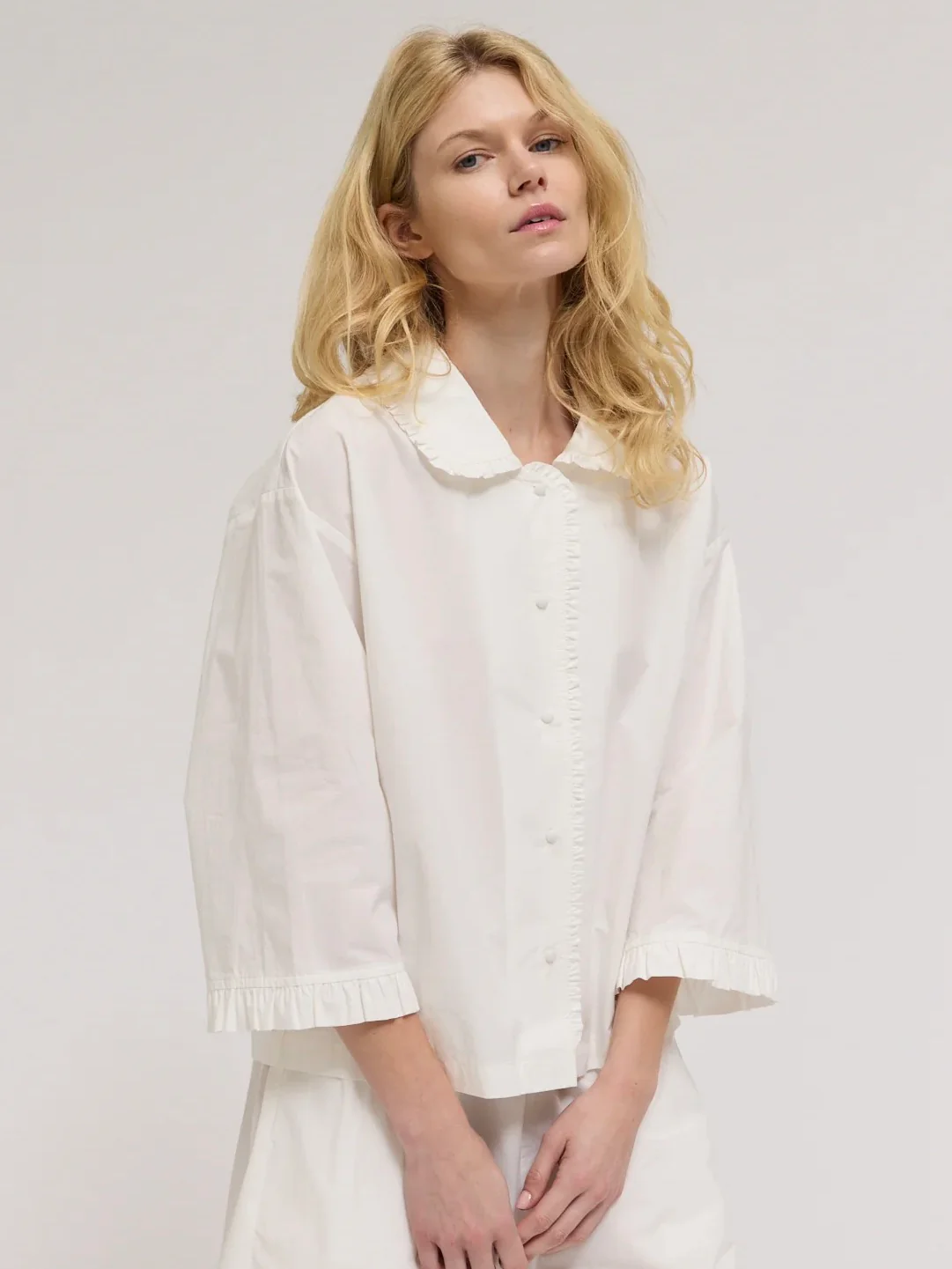 Pleat Ruffle Sleeve Shirt