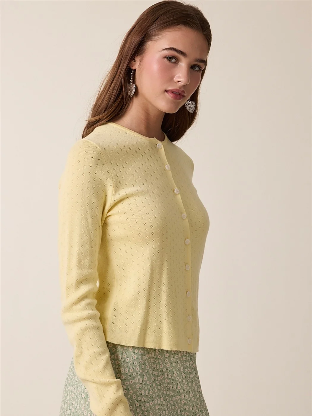Pointelle Button Up Cardigan - Image 3