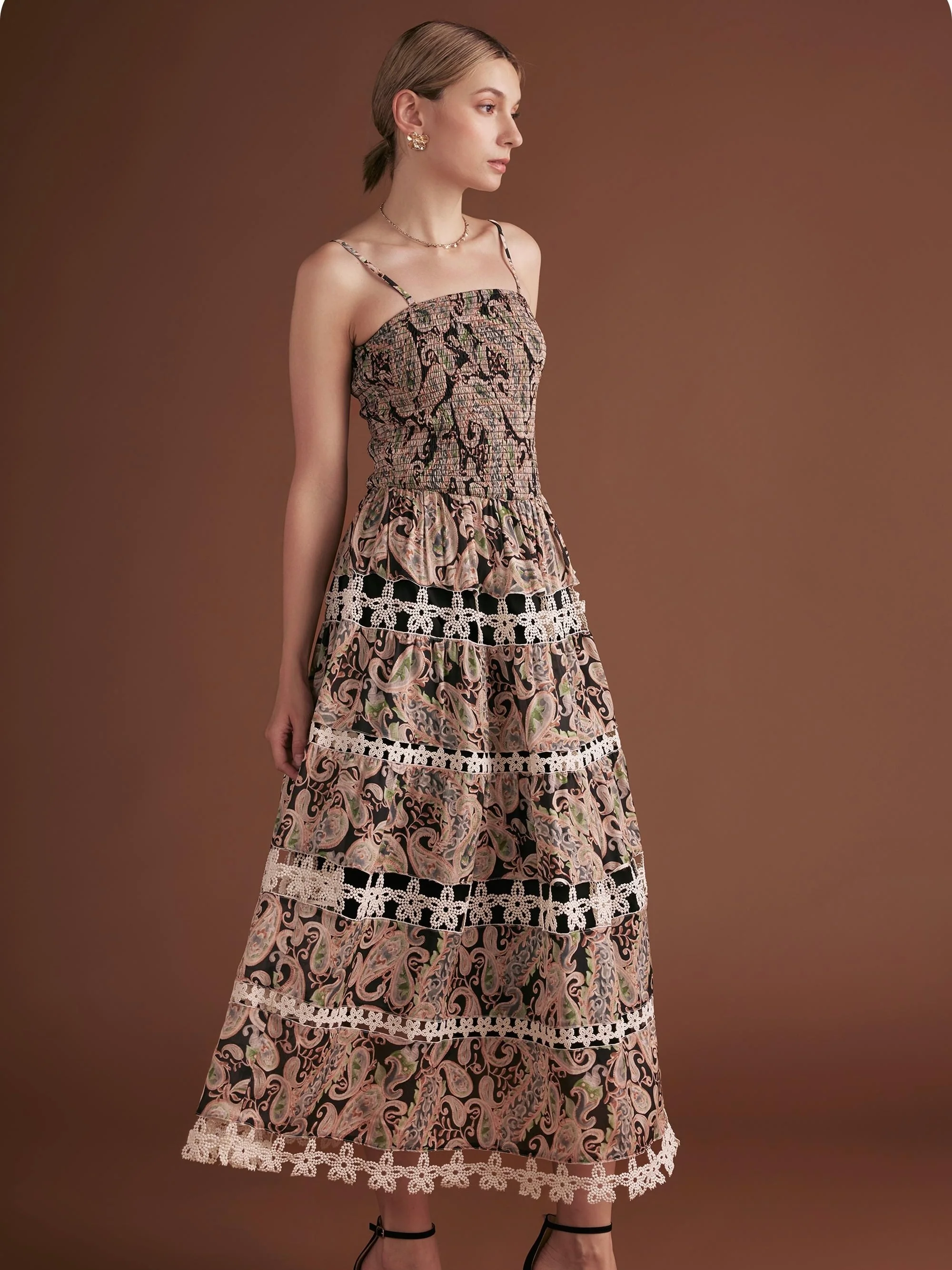 Posh Paisley Eyelet Lace Midi Dress - Image 2