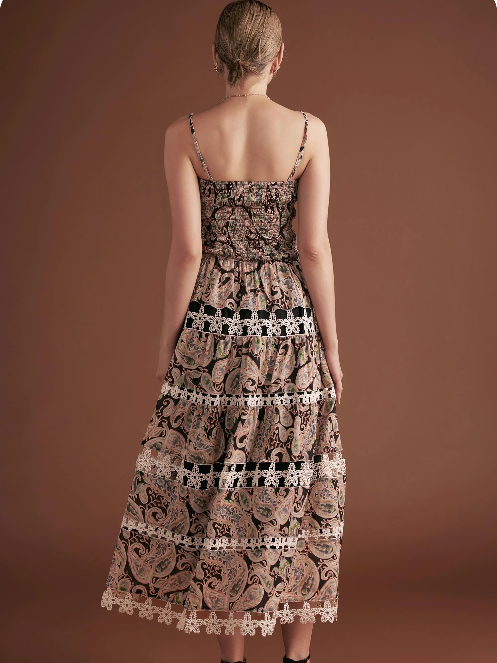 Posh Paisley Eyelet Lace Midi Dress - Image 3