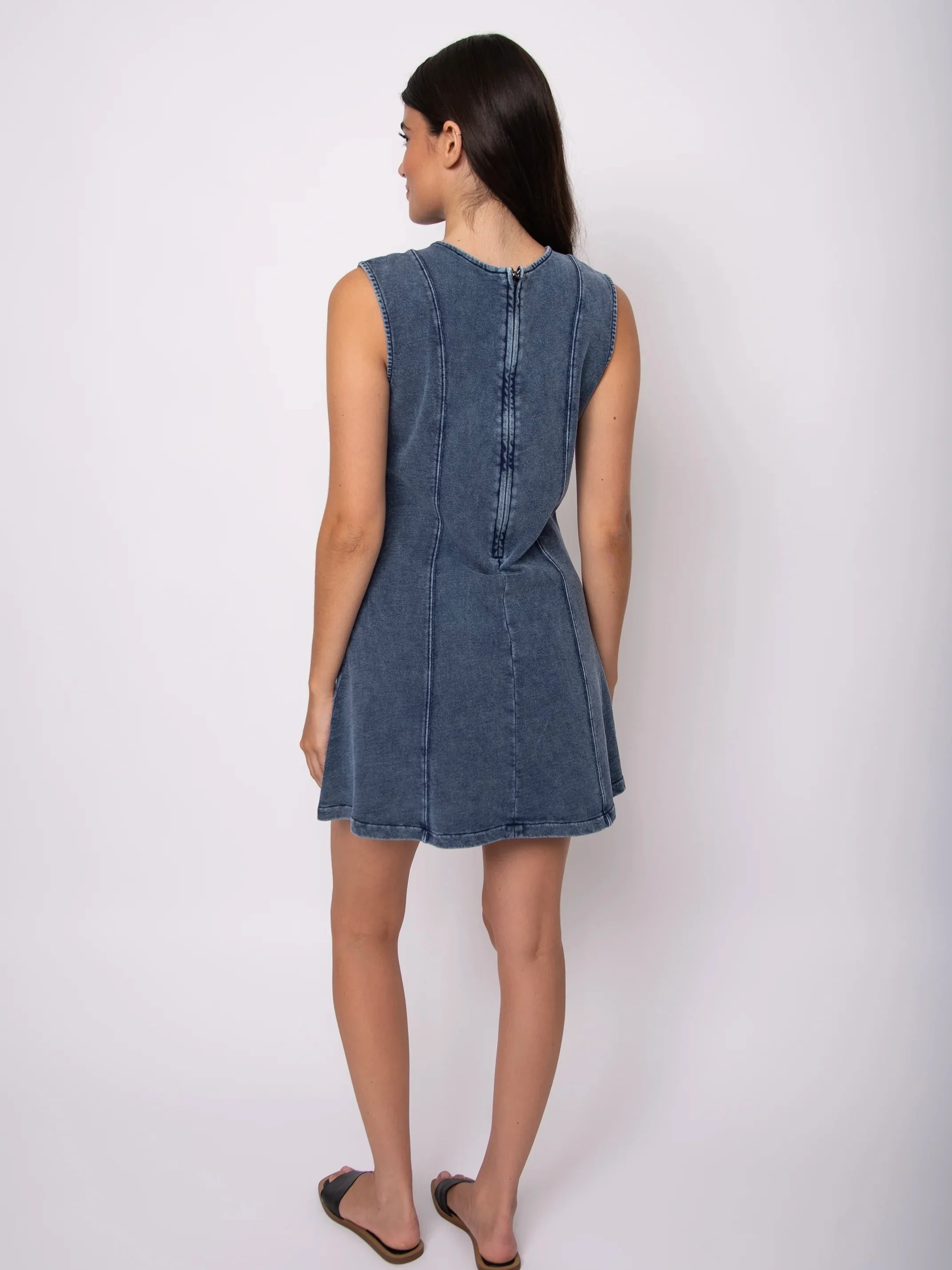 Radia Denim Look French Terry Mini Dress - Image 2