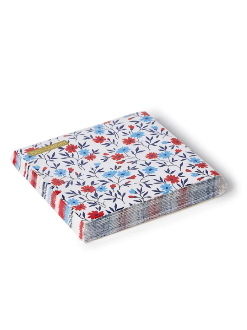 Red, White & Blue Bloom Cocktail Napkin