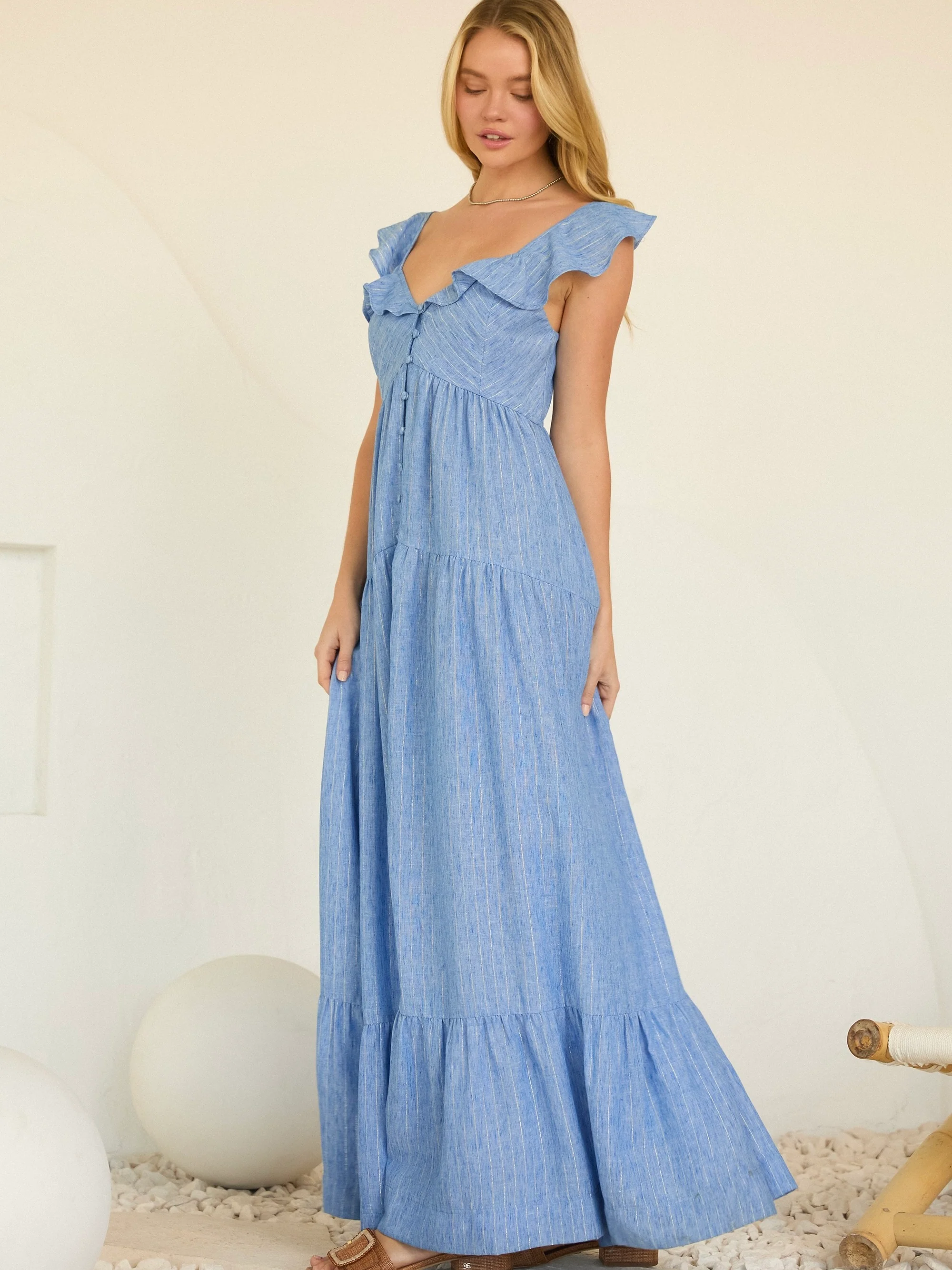 Gina Lurex Tiered Maxi Dress - Image 4