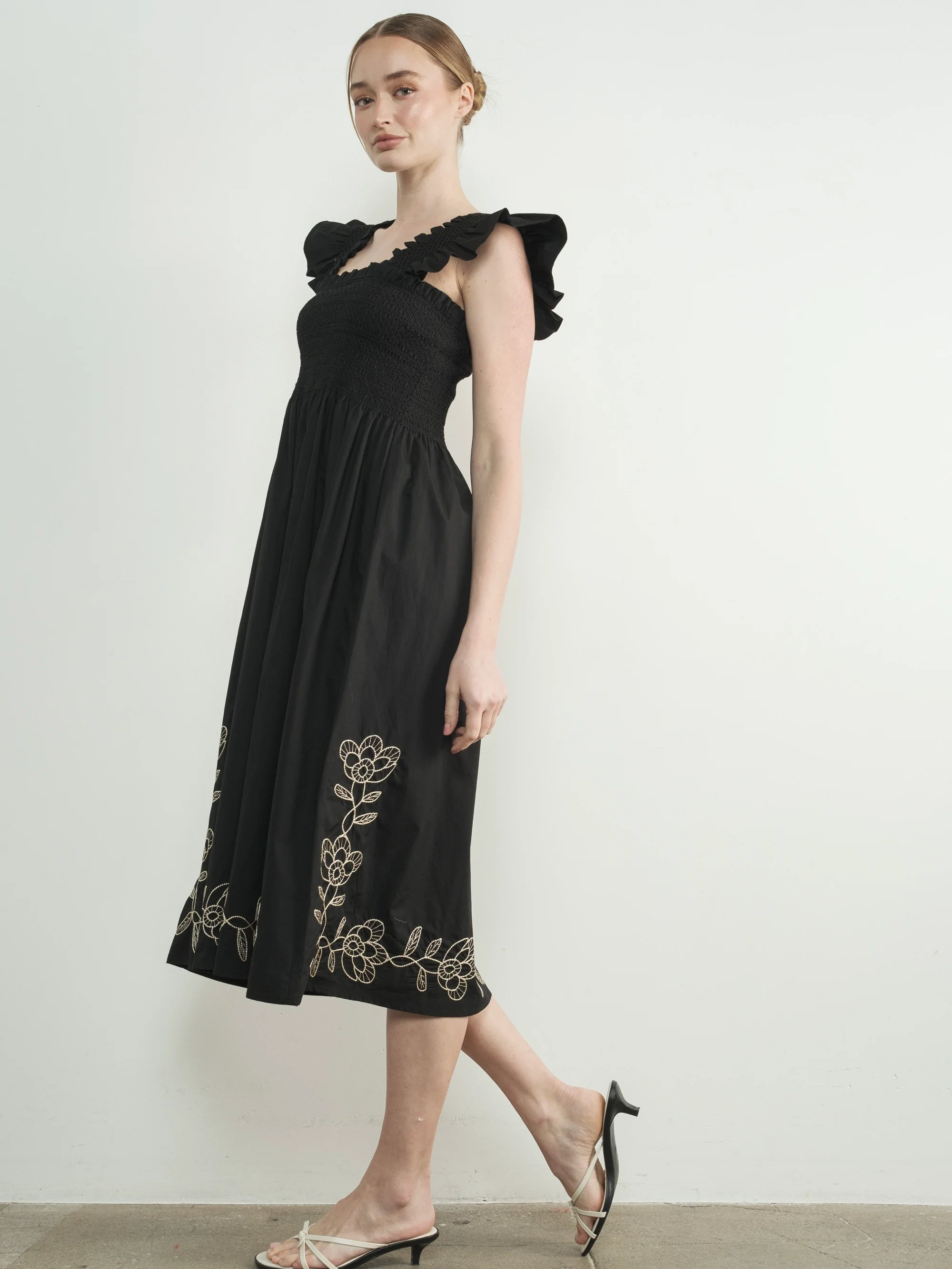 Saville Floral Embroidery Midi Dress - Image 2