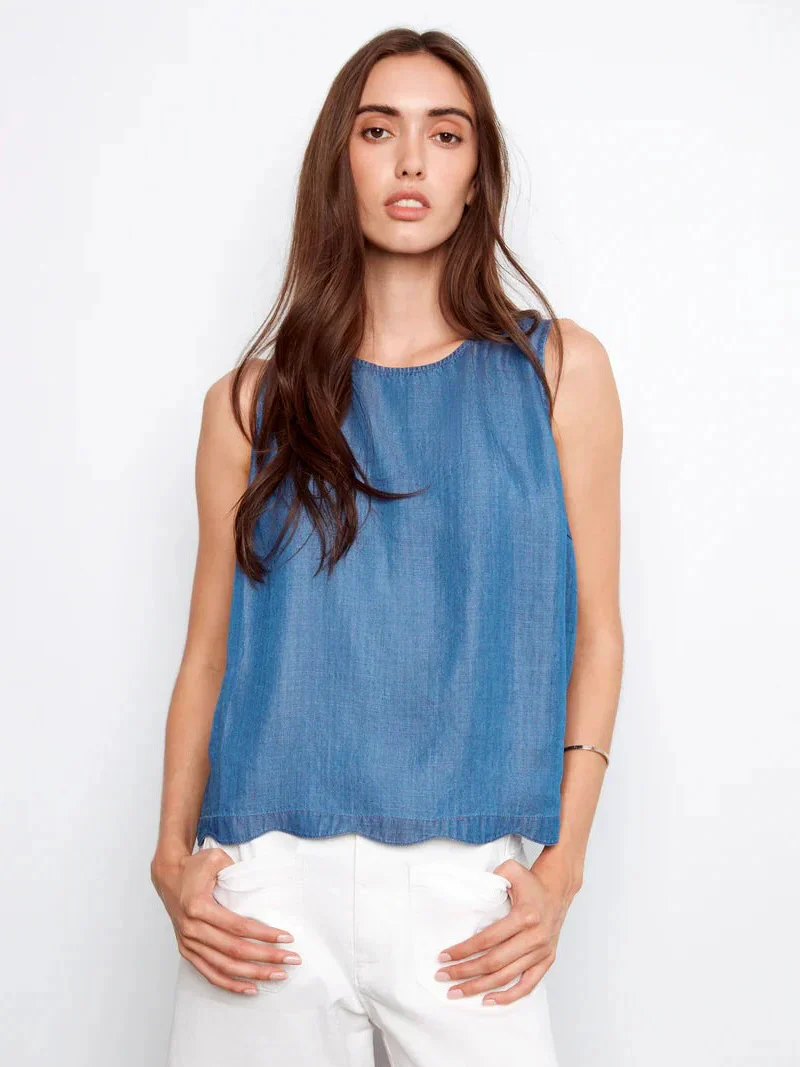 Casey Scallop Hem Sleeveless Top