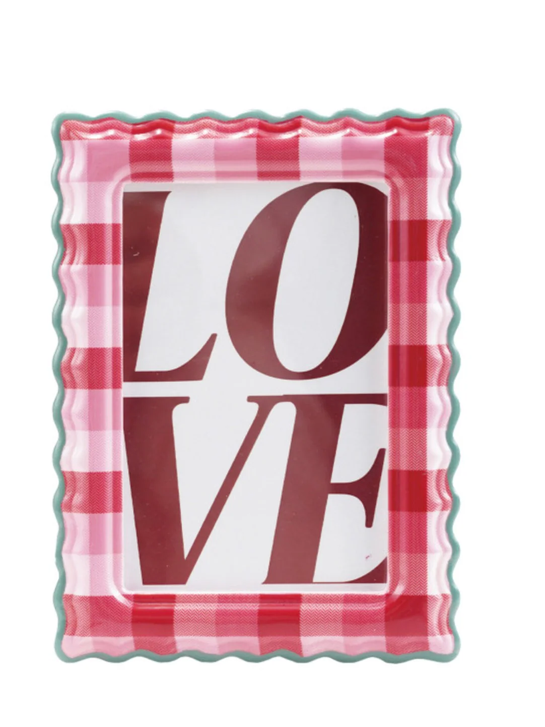Scalloped Photo Frame with Plaid Pattern - Image 2