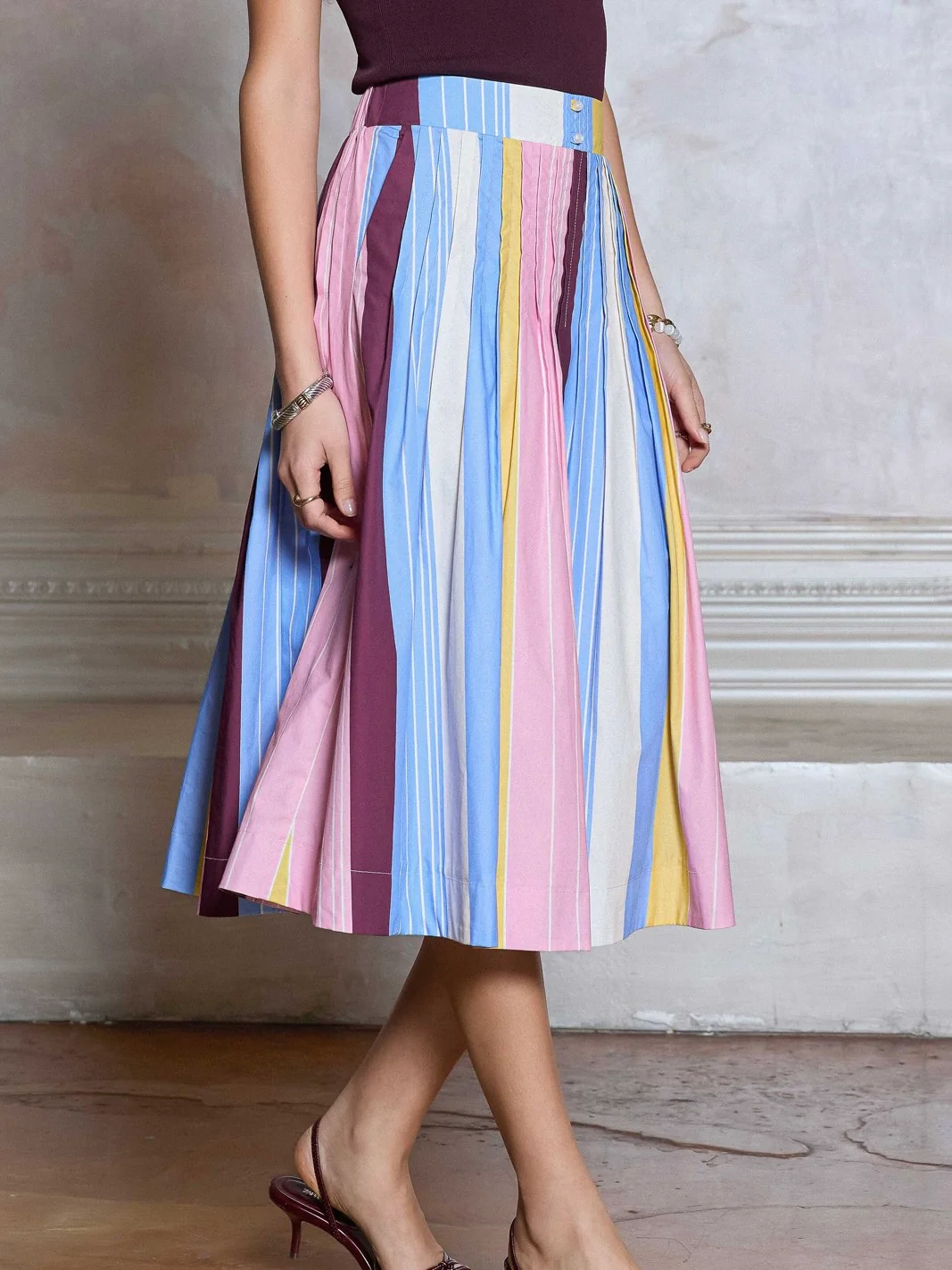 Seville Striped Midi Skirt - Image 2