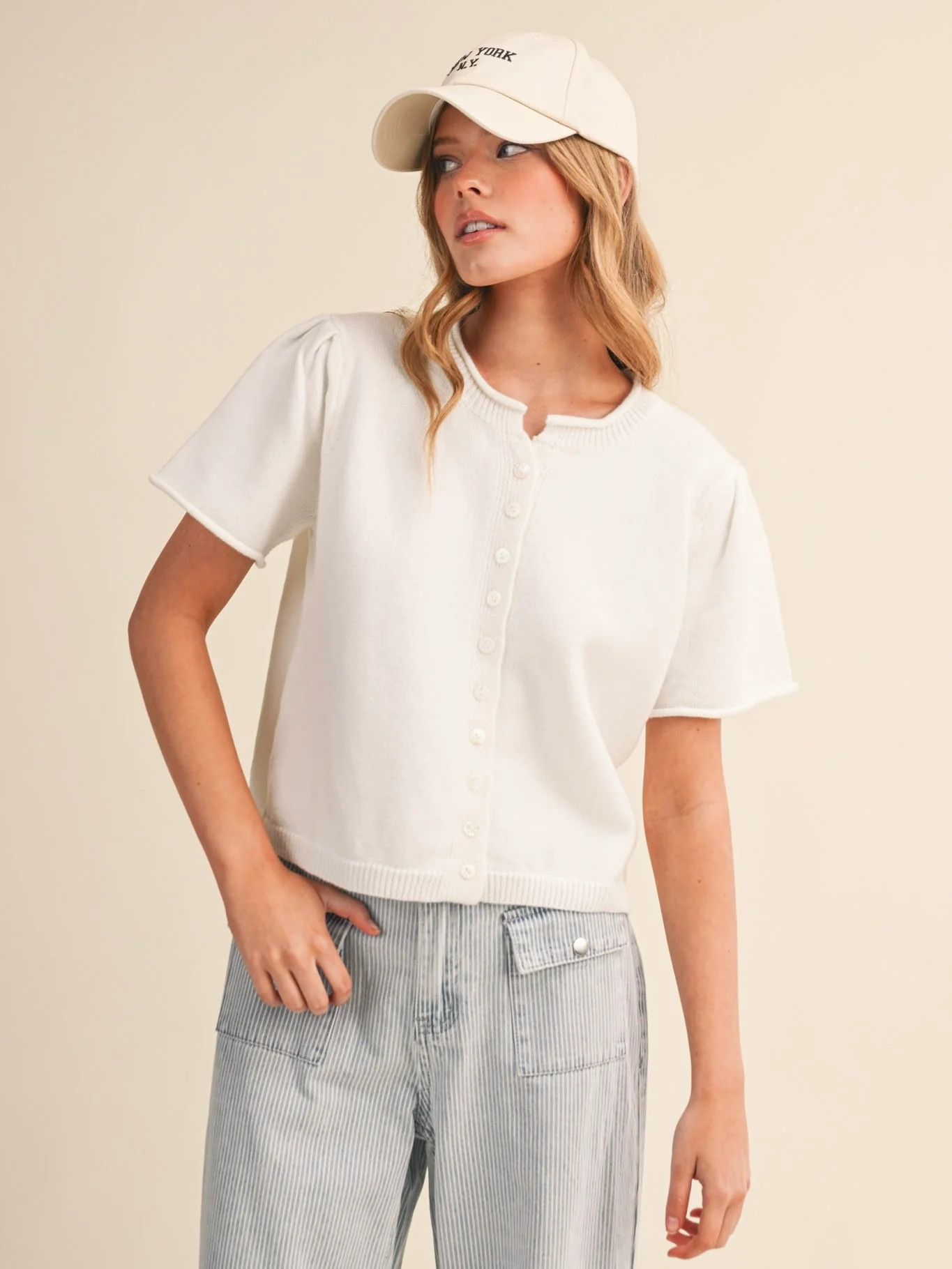Short Sleeve Sweater Cardigan - Image 2
