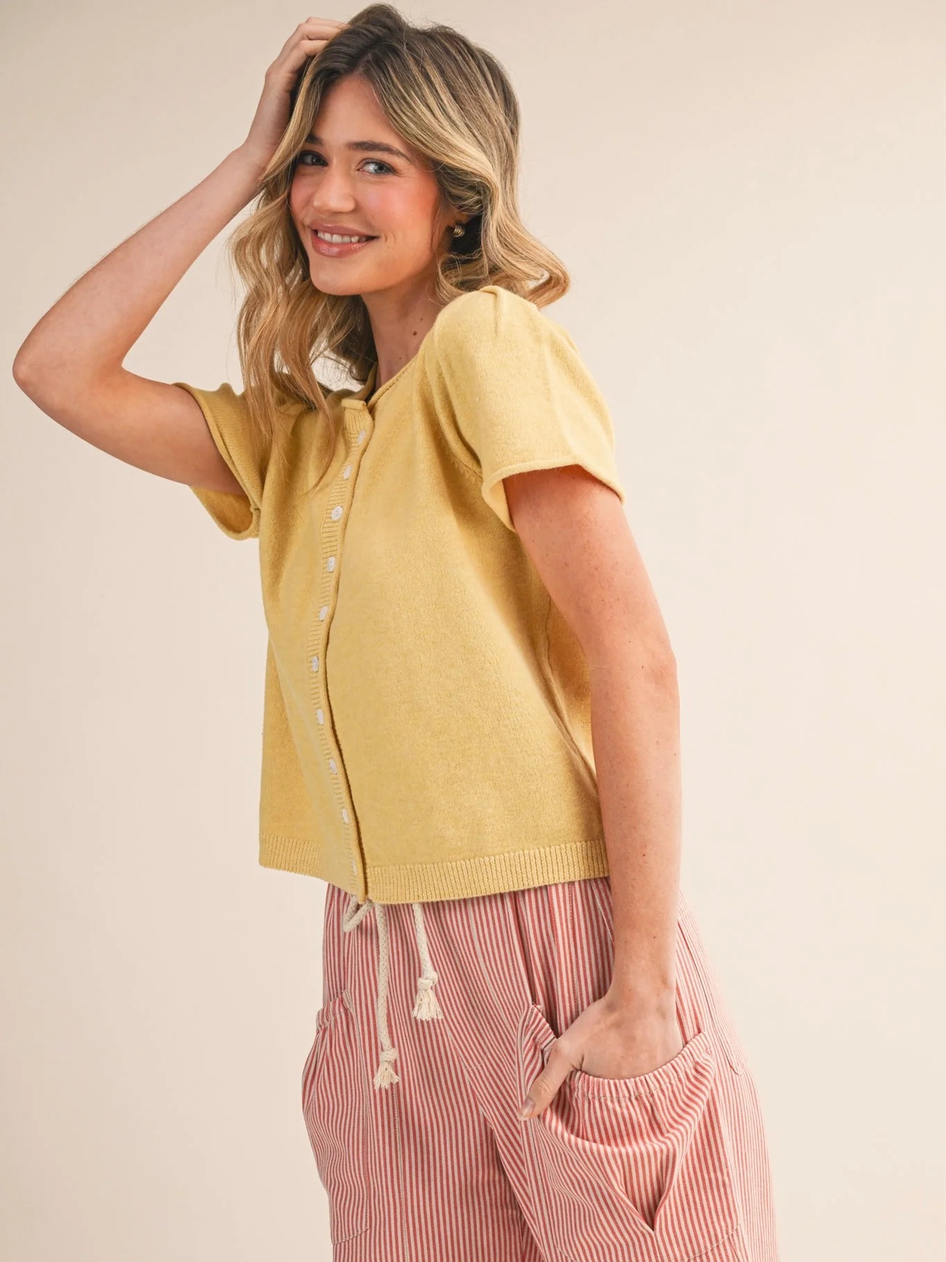 Short Sleeve Sweater Cardigan - Image 3