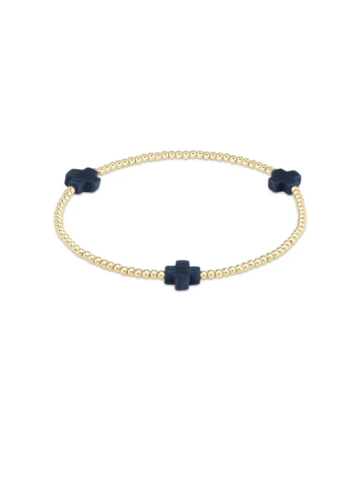 enewton Signature Cross Small Gold 2mm Bead Bracelet