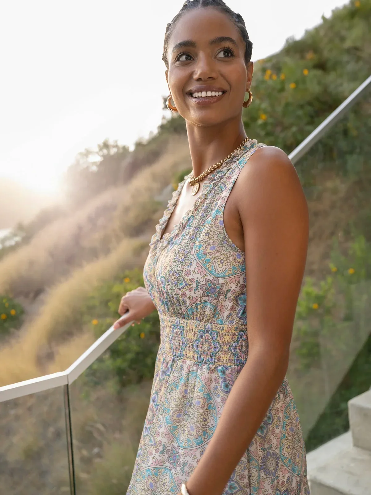 Liverpool Sleeveless Smocked Waist Woven Maxi Dress - Image 2