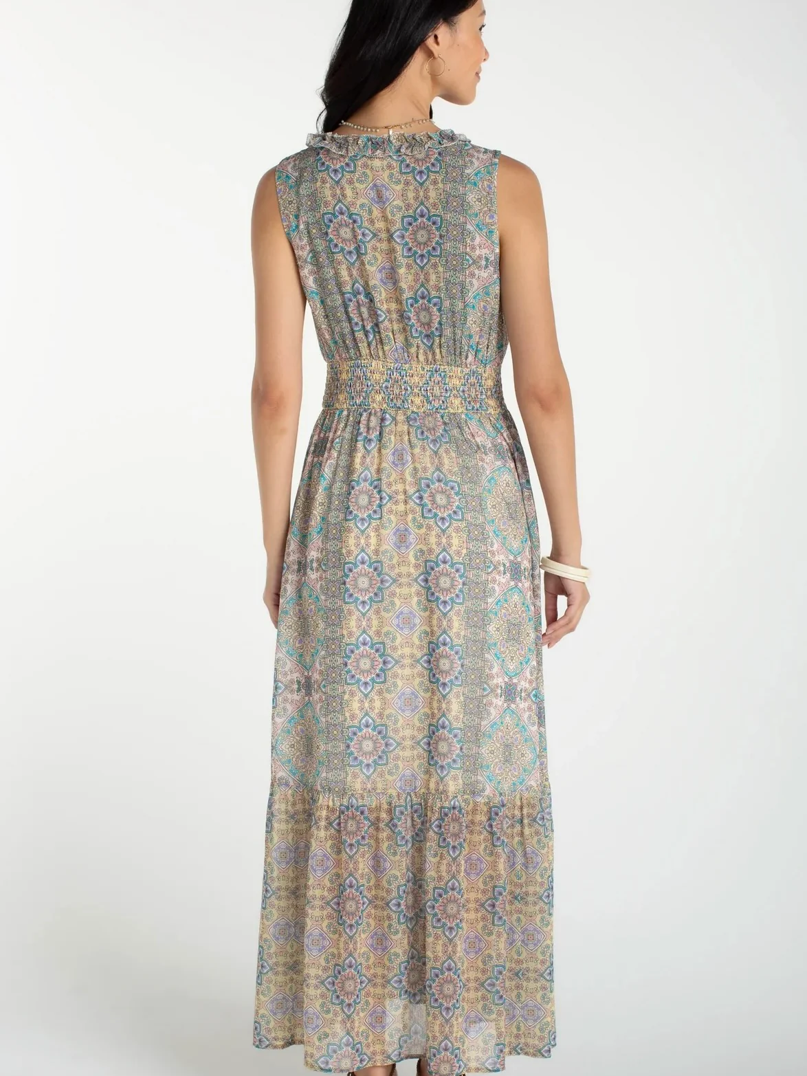Liverpool Sleeveless Smocked Waist Woven Maxi Dress - Image 4