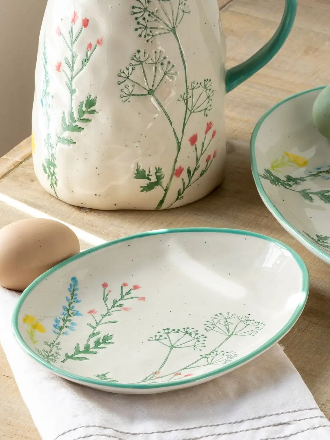 Spring Wildflower Egg Shaped Platter