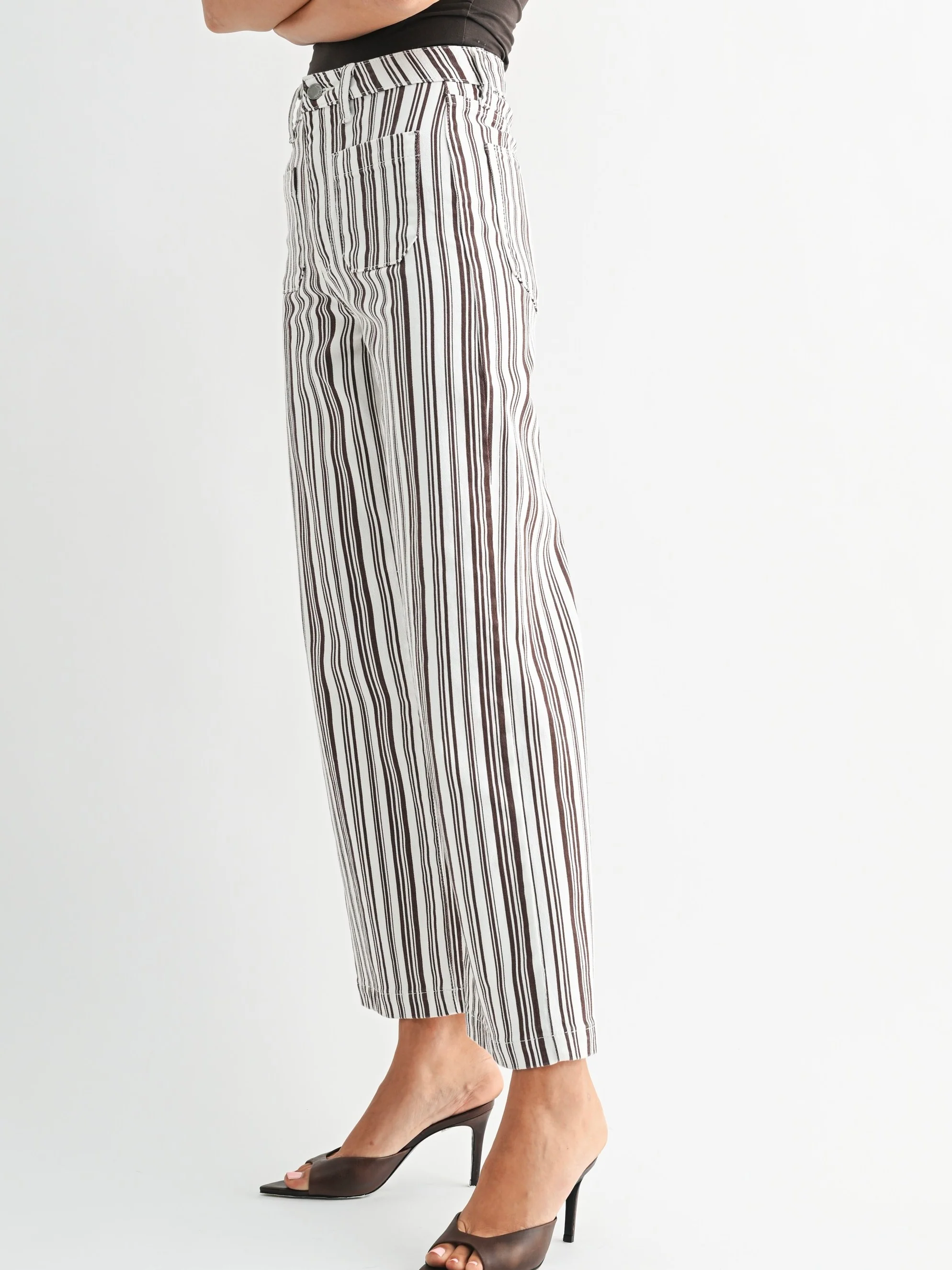 Just Black Denim : Stripe Patch Pocket Wide Leg - Image 2
