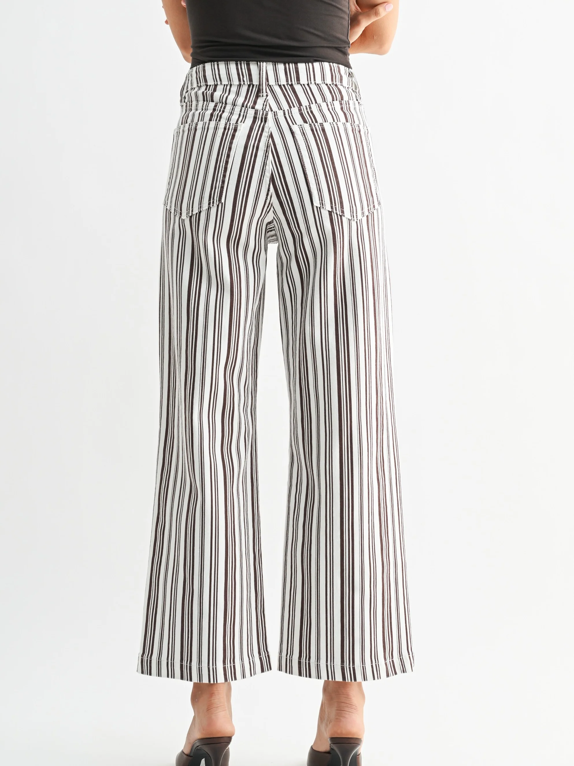 Just Black Denim : Stripe Patch Pocket Wide Leg - Image 3
