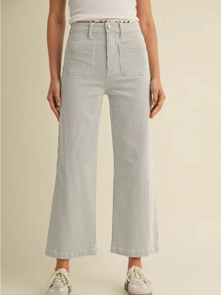Just Black Denim : Stripe Patch Pocket Wide Leg - Image 4