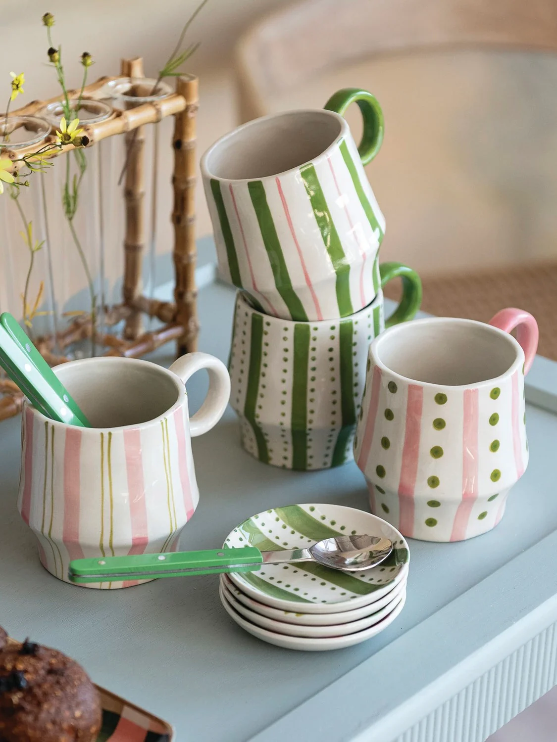 Striped Pattern Stoneware Mug