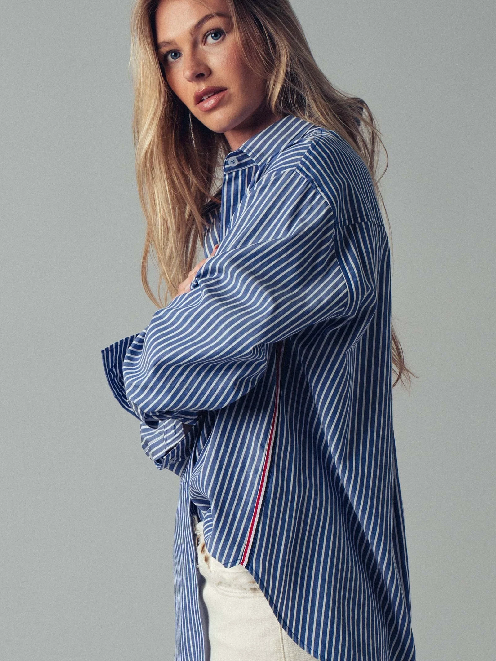 Tape Stripe Button Down Top - Image 2