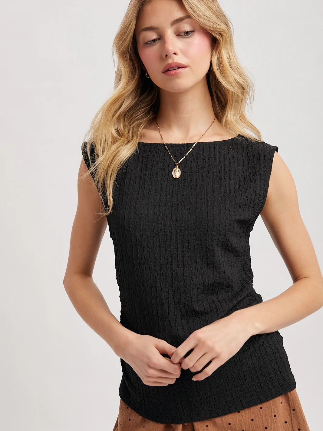 Textured Side Ruched Top