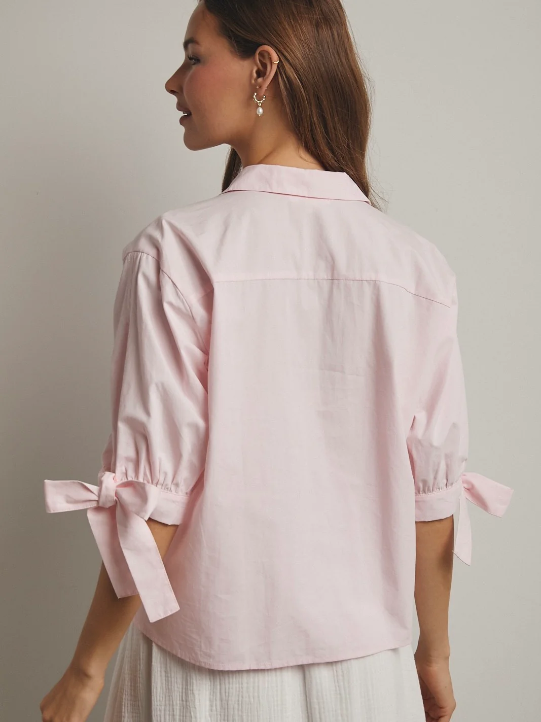 Tie Sleeve Button Down Blouse - Image 3