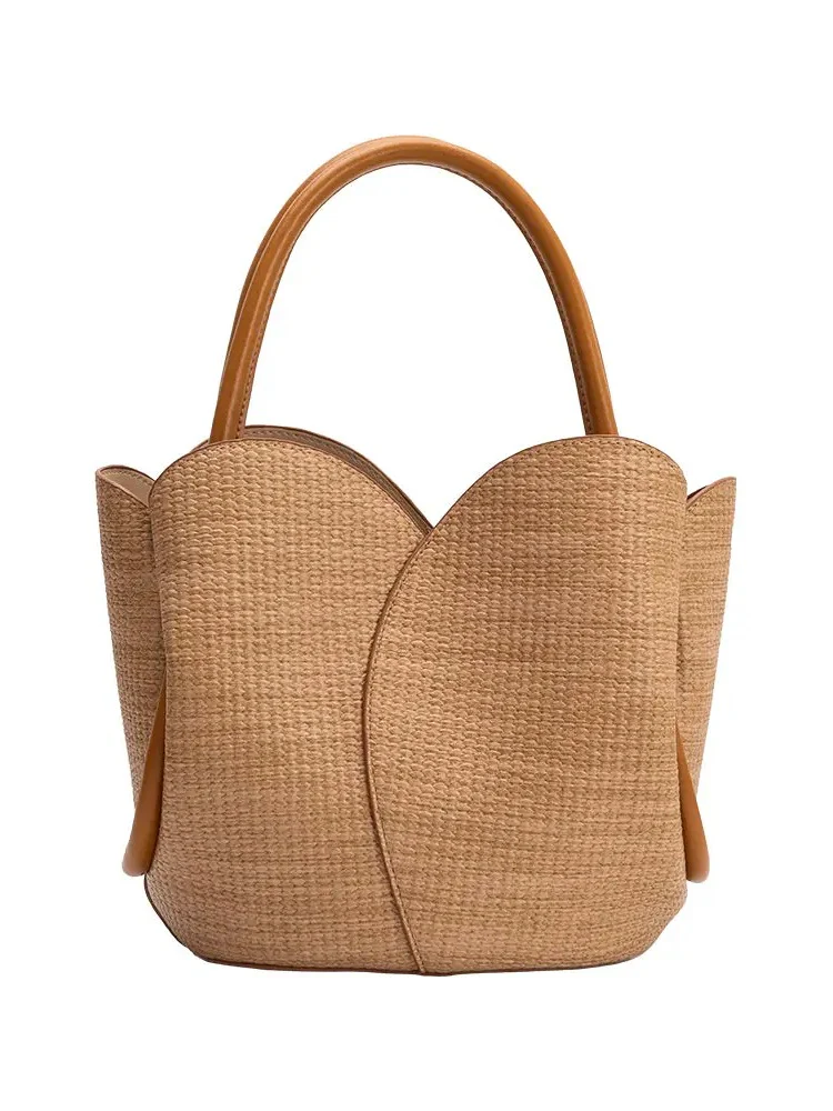 Tulip Raffia Top Handle Bag - Image 2