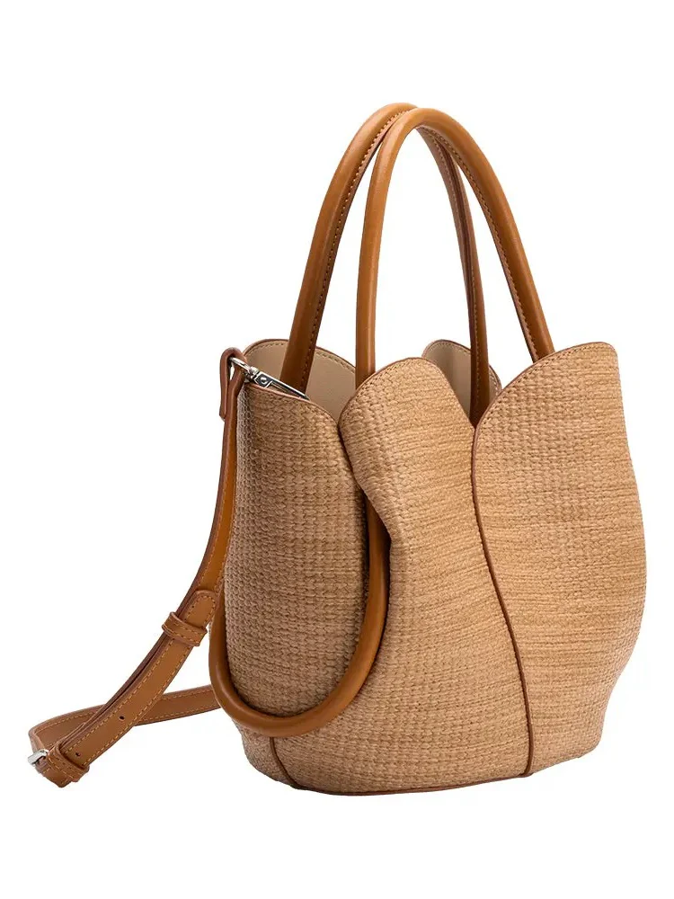 Tulip Raffia Top Handle Bag - Image 3