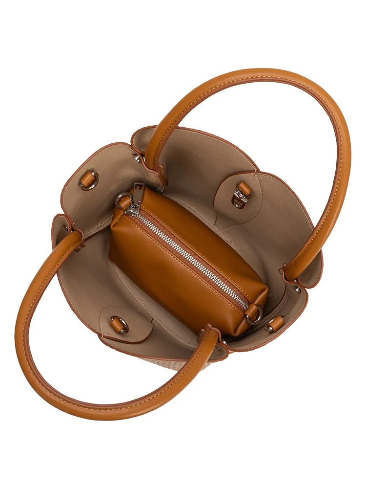 Tulip Raffia Top Handle Bag - Image 5