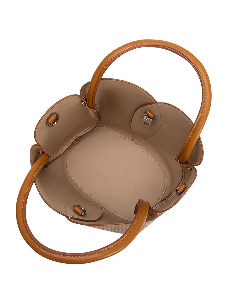 Tulip Raffia Top Handle Bag - Image 6