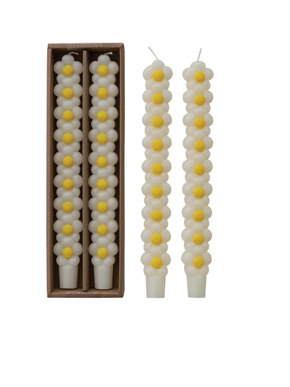 Unscented Stacked Daisy Shaped Taper Candles - Image 2