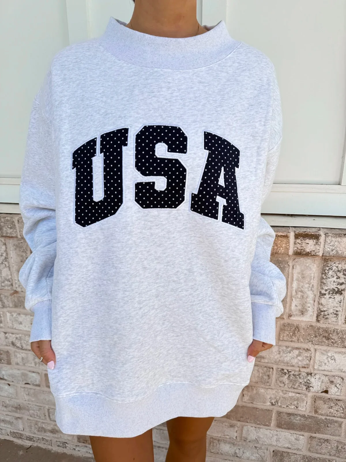 USA Polka Dot Mockneck Sweatshirt