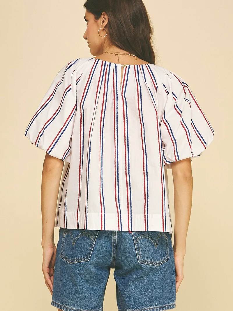 USA Stripe Puff Sleeve Top - Image 4