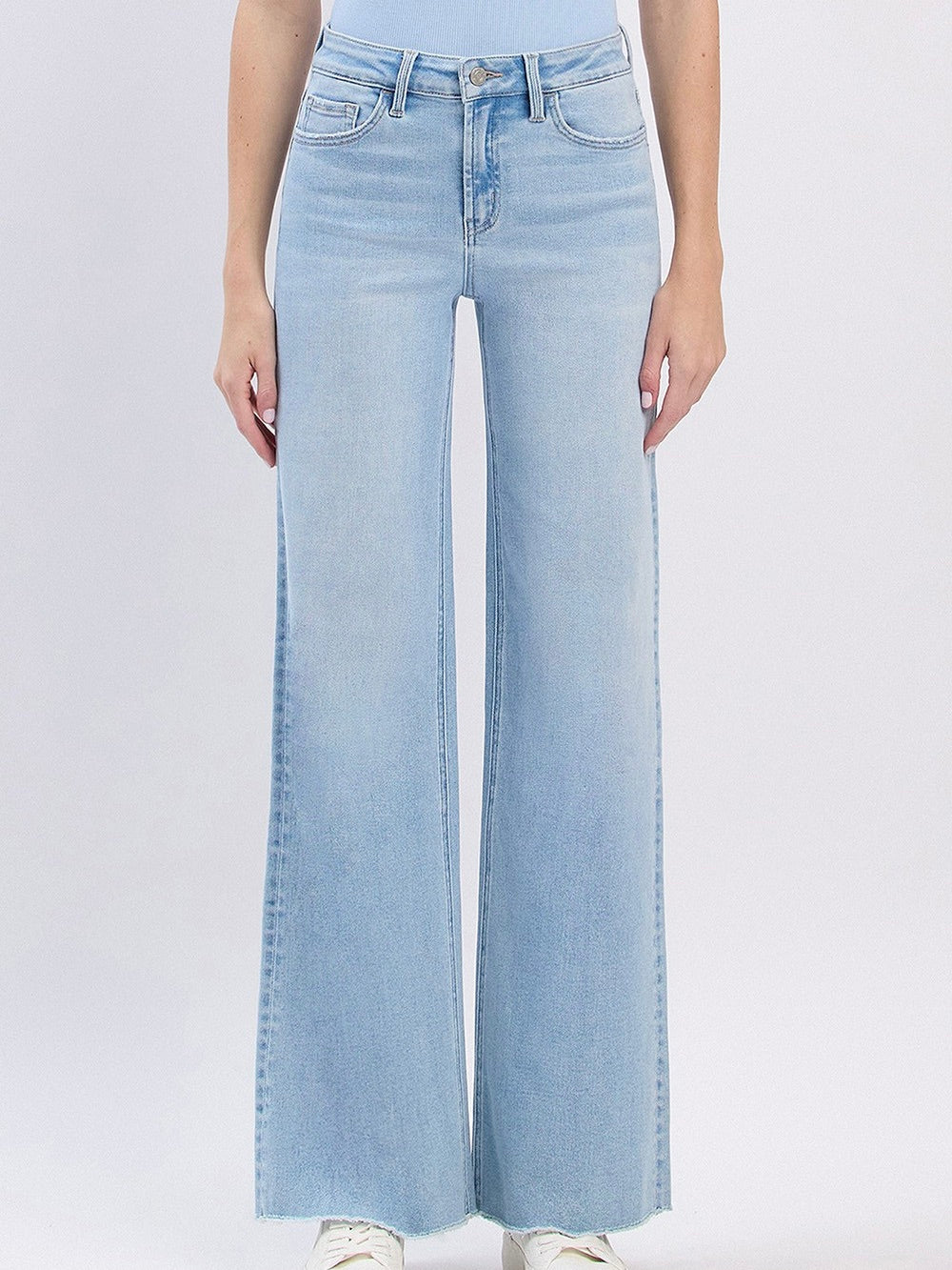 Vervet : High Rise Comfort Stretch Raw Hem Wide Leg Jean - Image 2