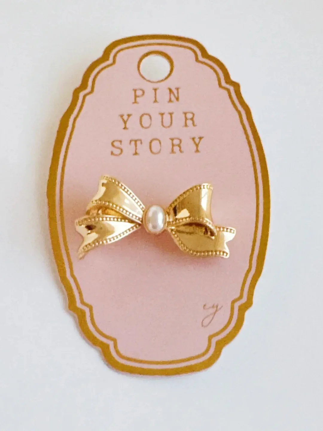 Vintage Pearl Bow Brooch Pin - Image 2