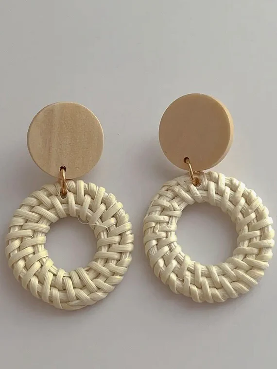 Wooden Vintage Rattan Earrings