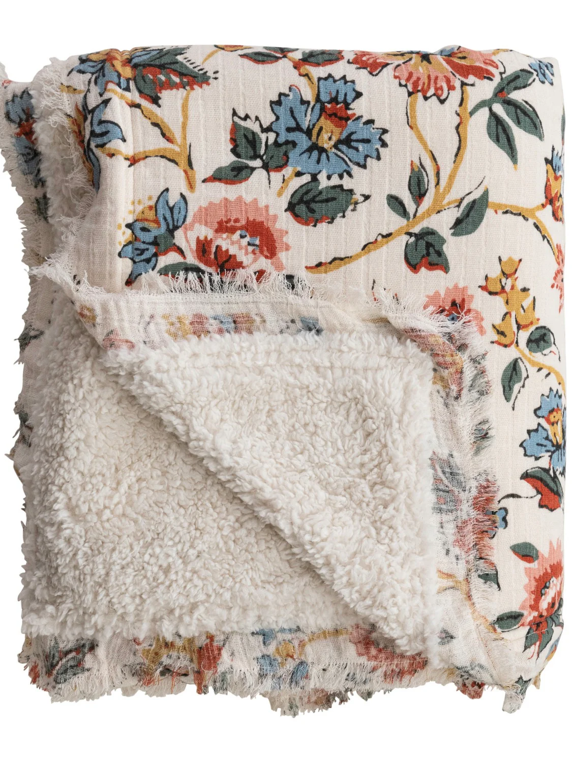 Woven Cotton Flower Printed Throw